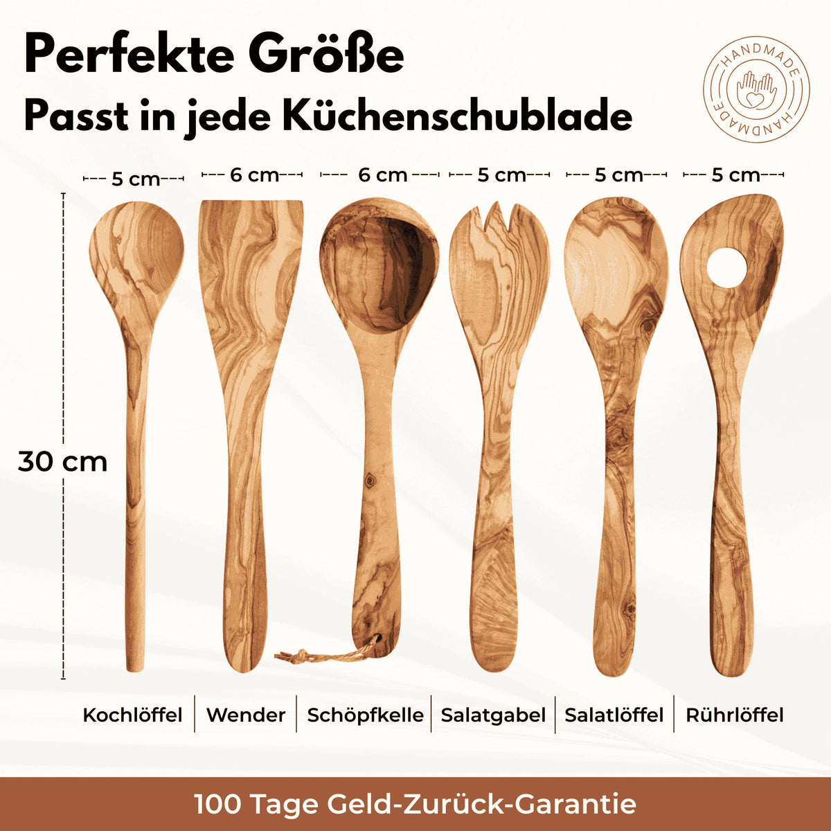 Kochlöffel 5er Set aus Olivenholz