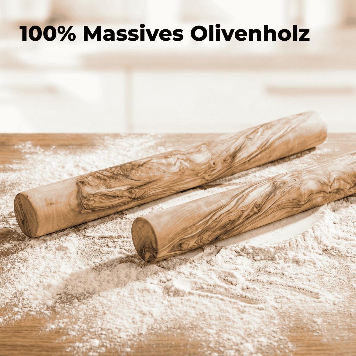 Teigroller aus Holz 35 cm - Nudelholz für Pizza-/Nudelteig oder Backen