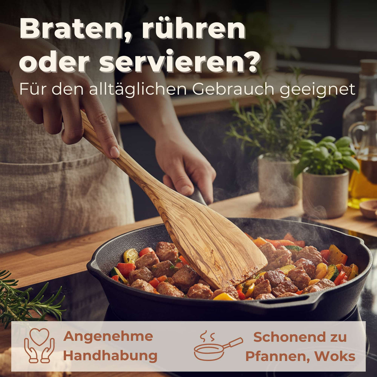 Großer Pfannenwender Olivenholz | 40 cm