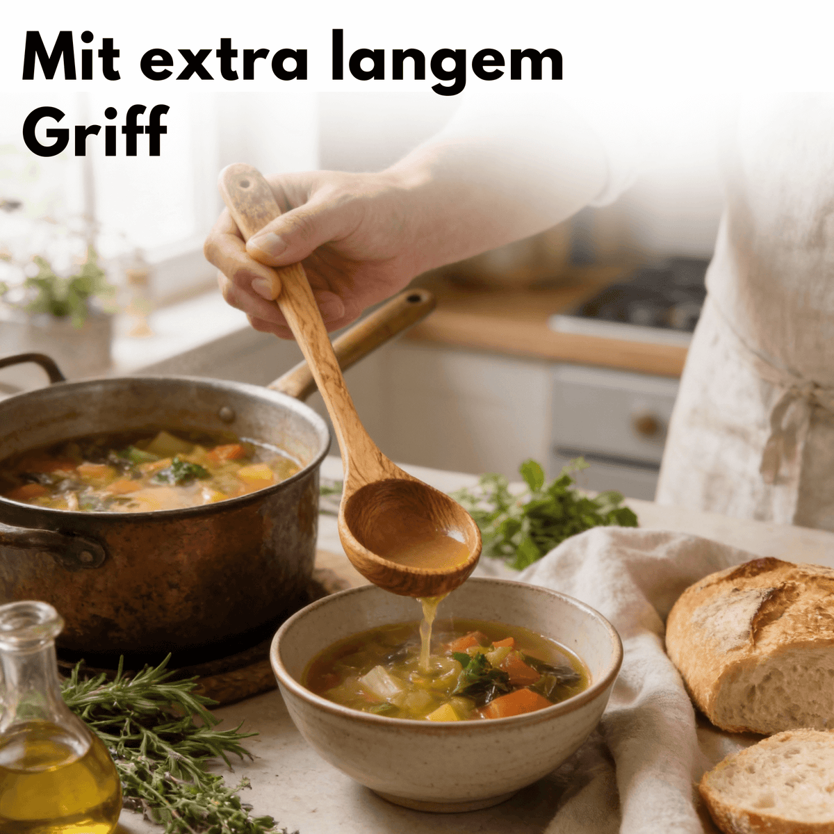 Schöpfkelle aus Olivenholz | Suppenkelle