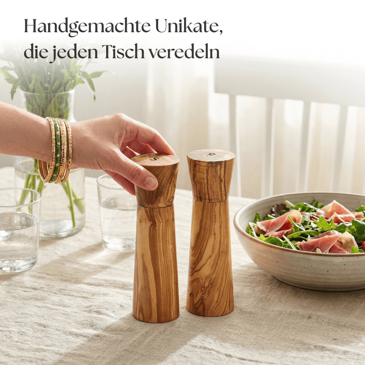 Salz- und Pfeffermühle mit Keramikmahlwerk | Olivenholz
