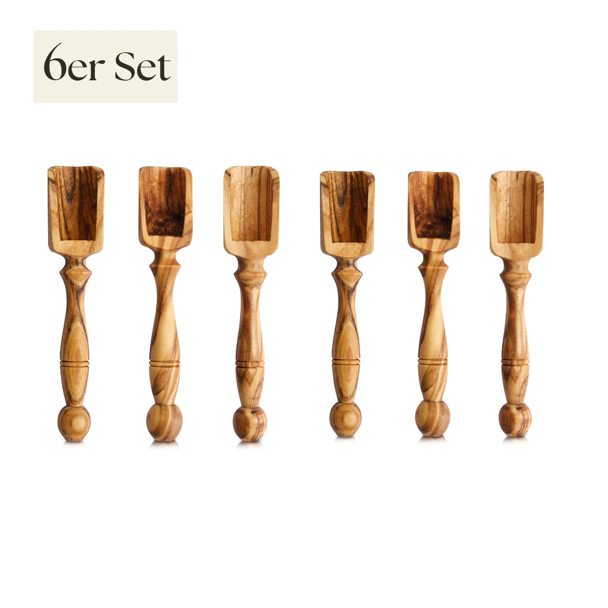 Gewürzlöffel 6er Set aus Olivenholz | 6 cm