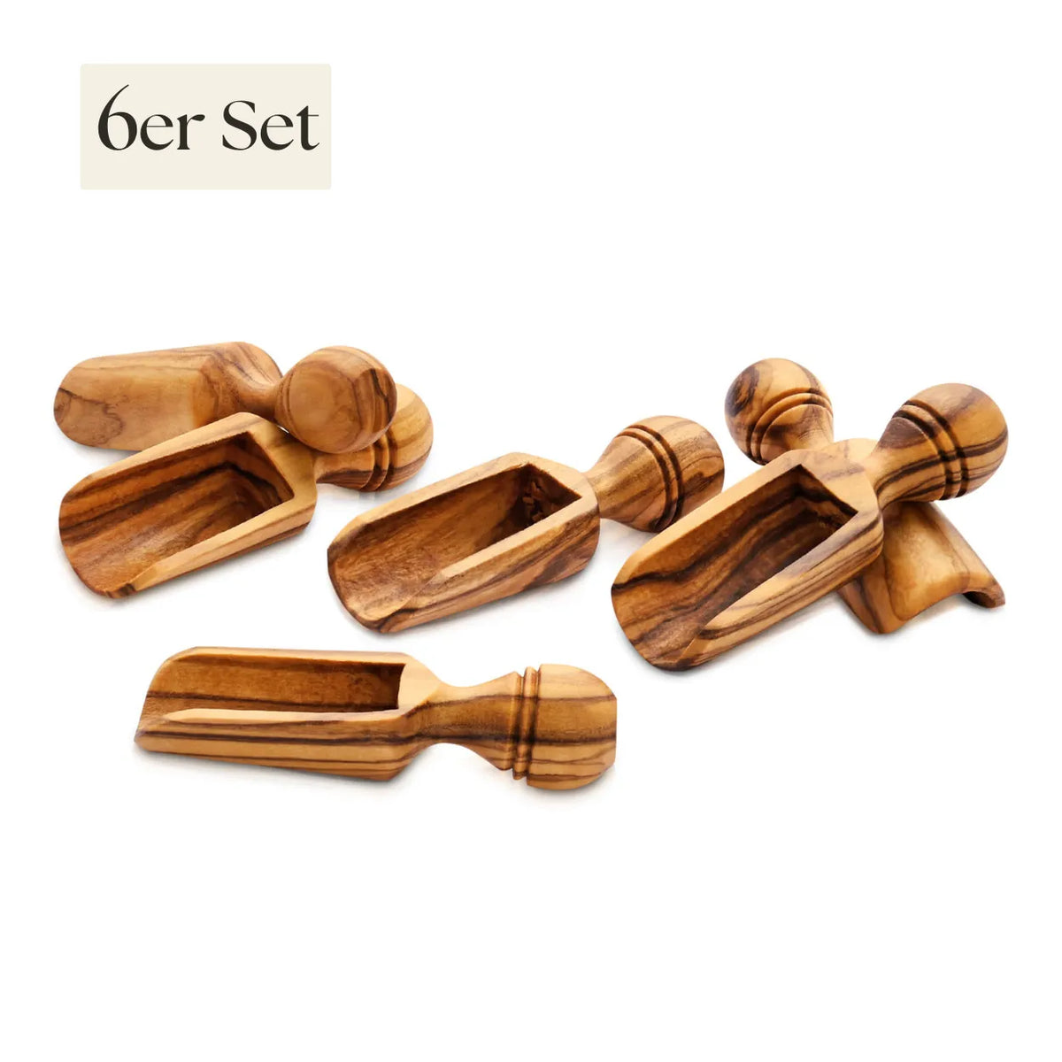 Gewürzlöffel 6er Set aus Olivenholz | 6 cm