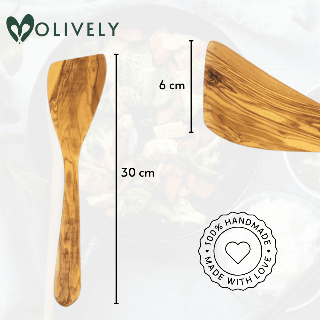 Pfannenwender aus Olivenholz (30 cm) - Kratzfest & Langlebig