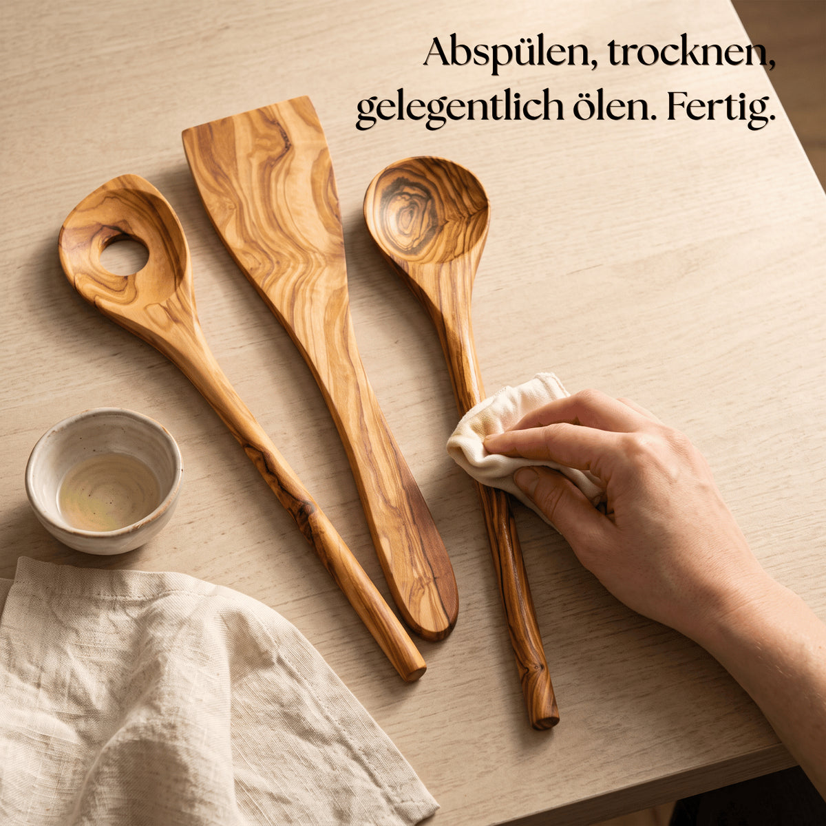 Kochlöffel 6er Set aus Olivenholz | 30 cm