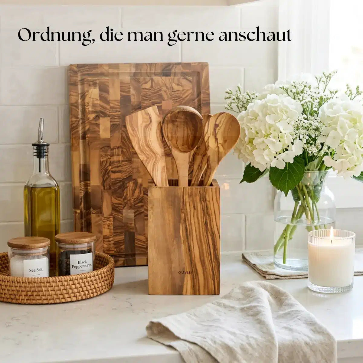 Kochbesteckhalter aus Olivenholz