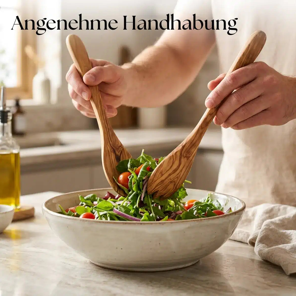 Salatbesteck Set aus Olivenholz 30 cm