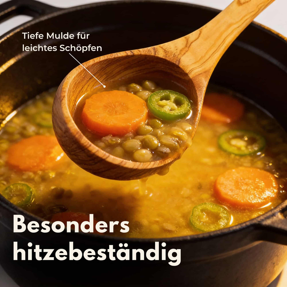 Schöpfkelle aus Olivenholz | Suppenkelle