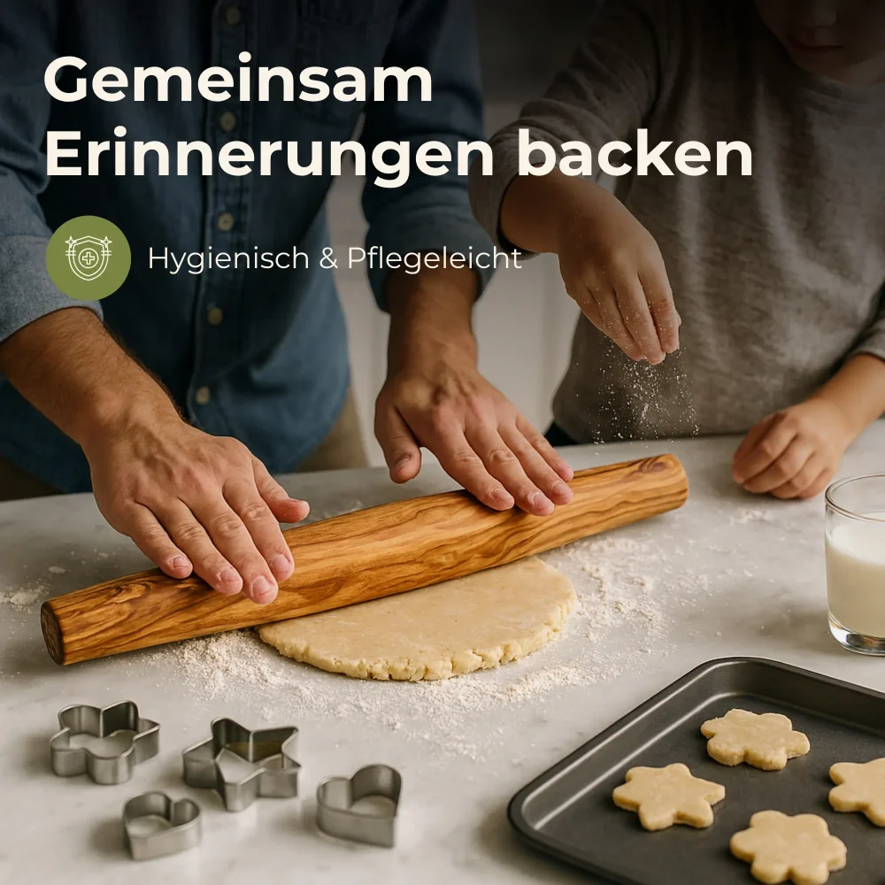 Vater-und-Kind-backen-Kekse-nutzen-Nudelholz