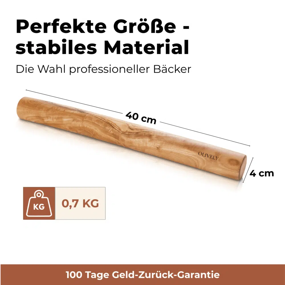 Nudelholz Maße: 40 Lang, 4 cm breit