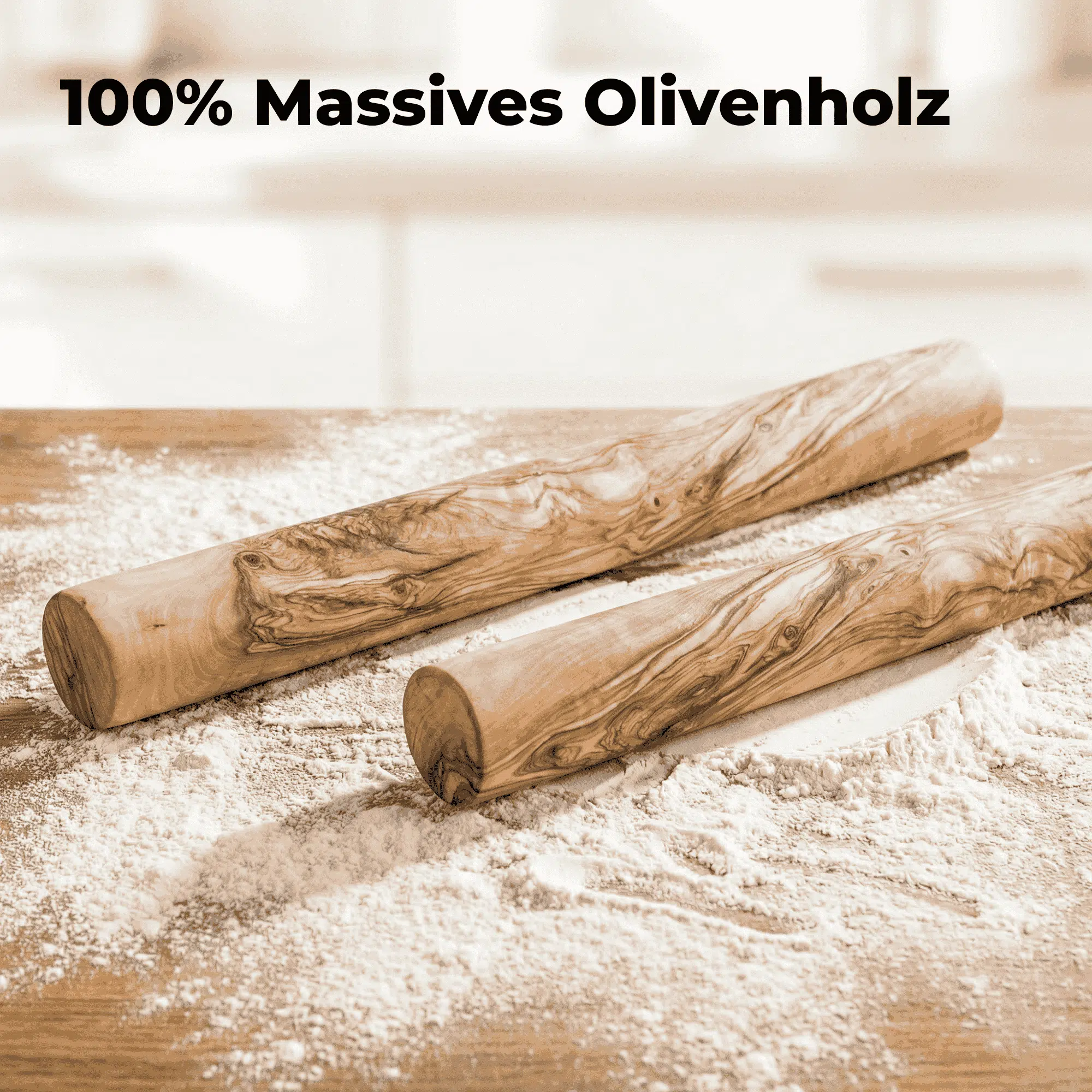 Teigroller aus Holz 35 cm - Nudelholz für Pizza-/Nudelteig oder Backen – Bild 4