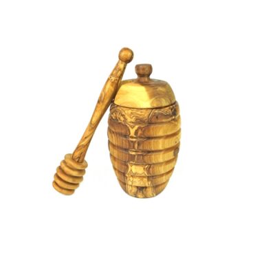 Honigtopf mit Honiglöffel, Olivenholz