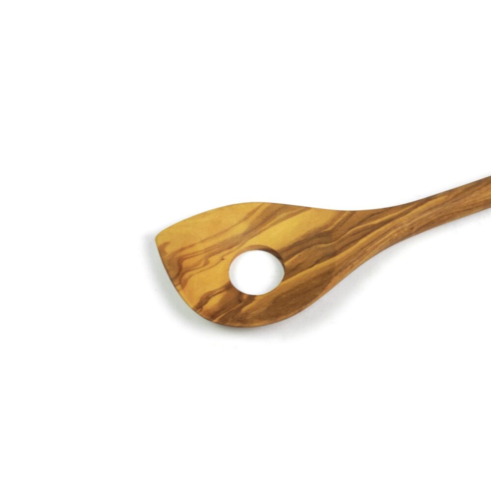 Olivenholz Kochlöffel mit Loch Detailansicht