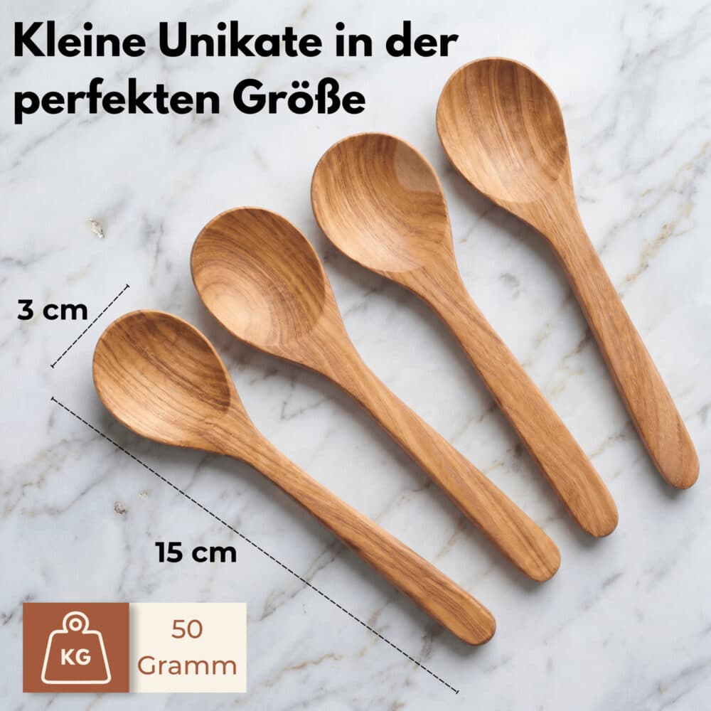 Teelöffel aus Olivenholz Länge 15 Zentimeter