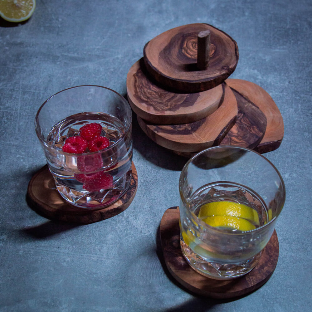 olivenholz untersetzer im rustikalen design