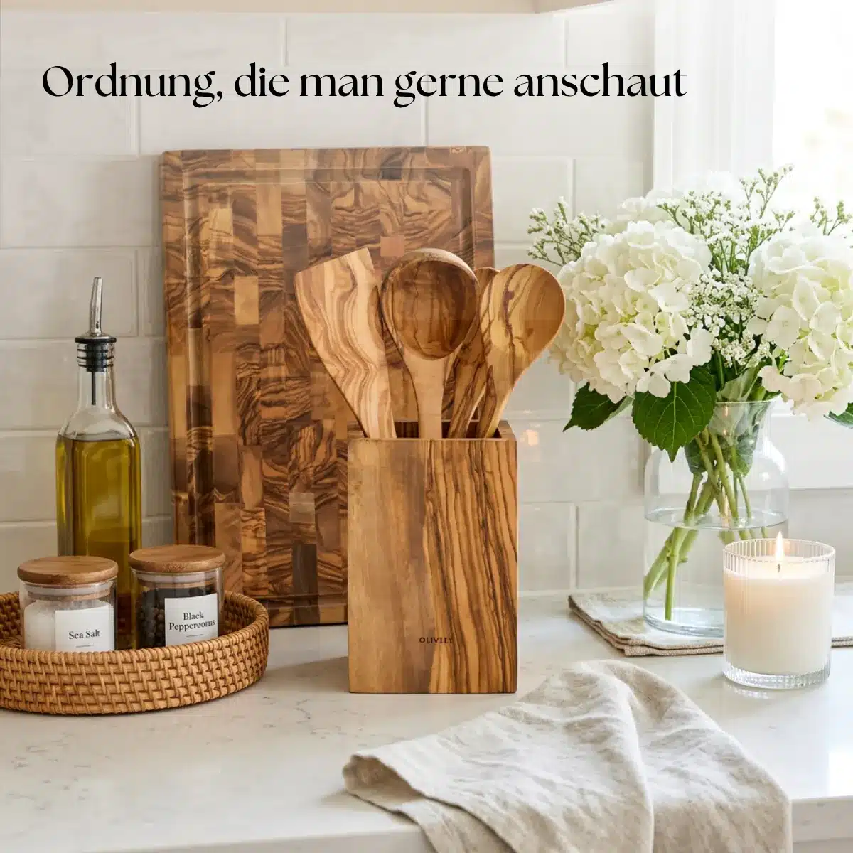 Kochbesteckhalter aus Olivenholz