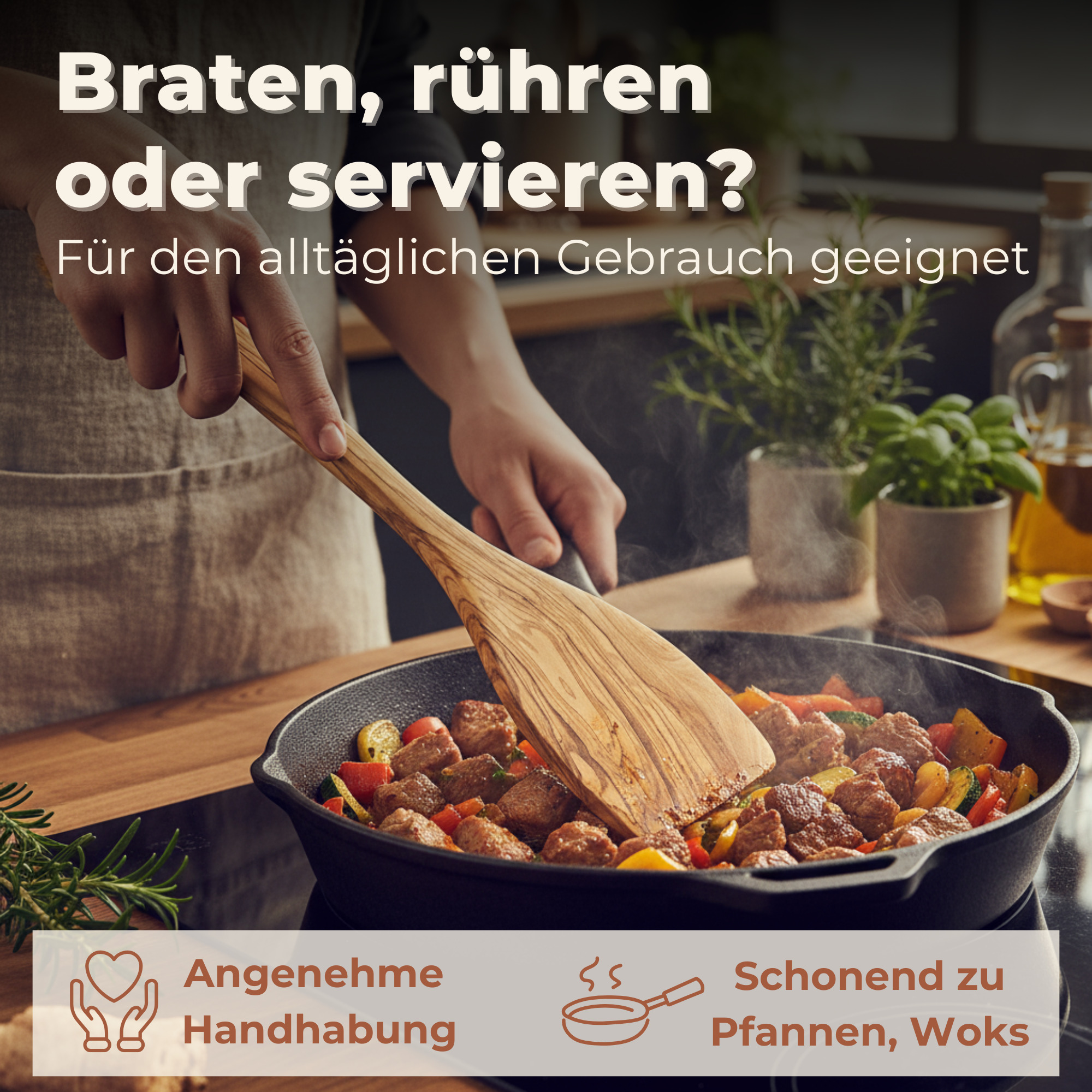 Großer Pfannenwender Olivenholz | 40 cm – Bild 5