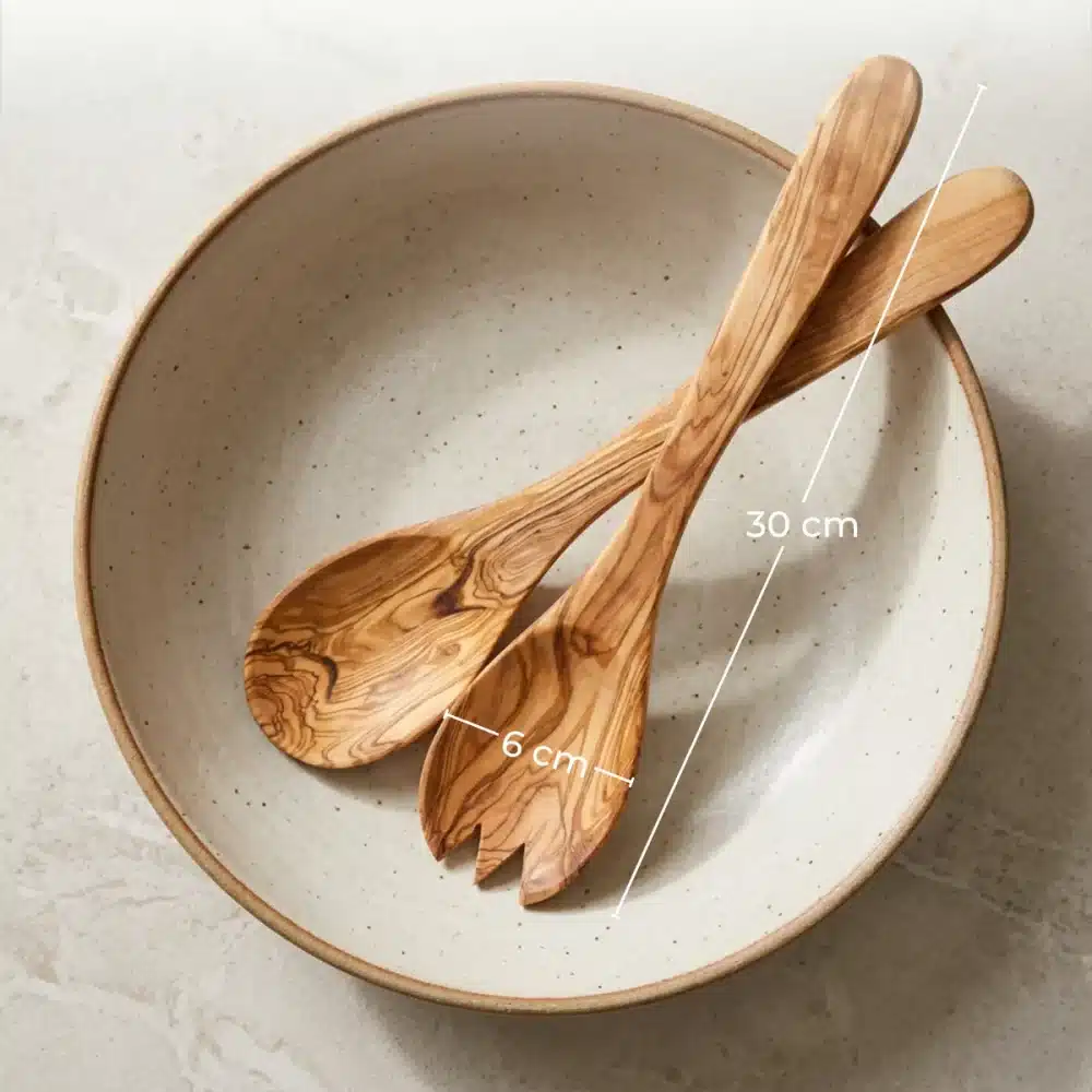 Salatbesteck Set aus Olivenholz 30 cm