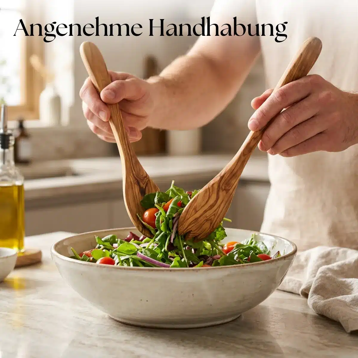 Salatbesteck Set aus Olivenholz 30 cm
