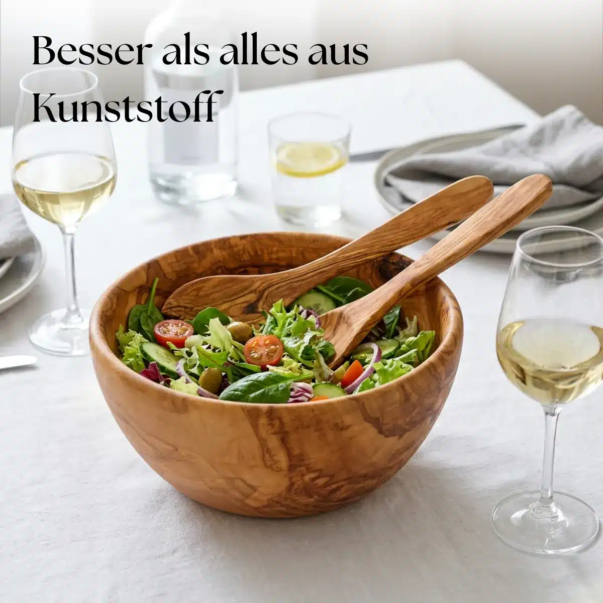 Salatbesteck Set aus Olivenholz 30 cm