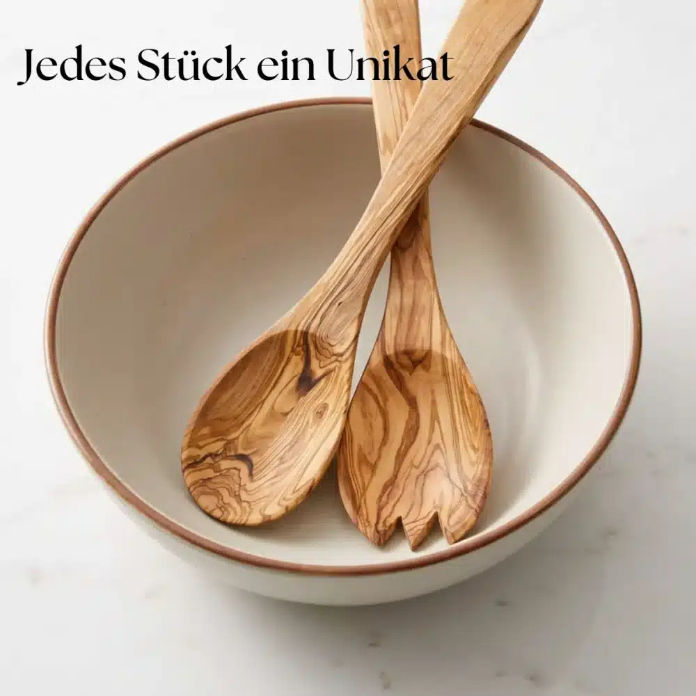 Salatbesteck Set aus Olivenholz 30 cm