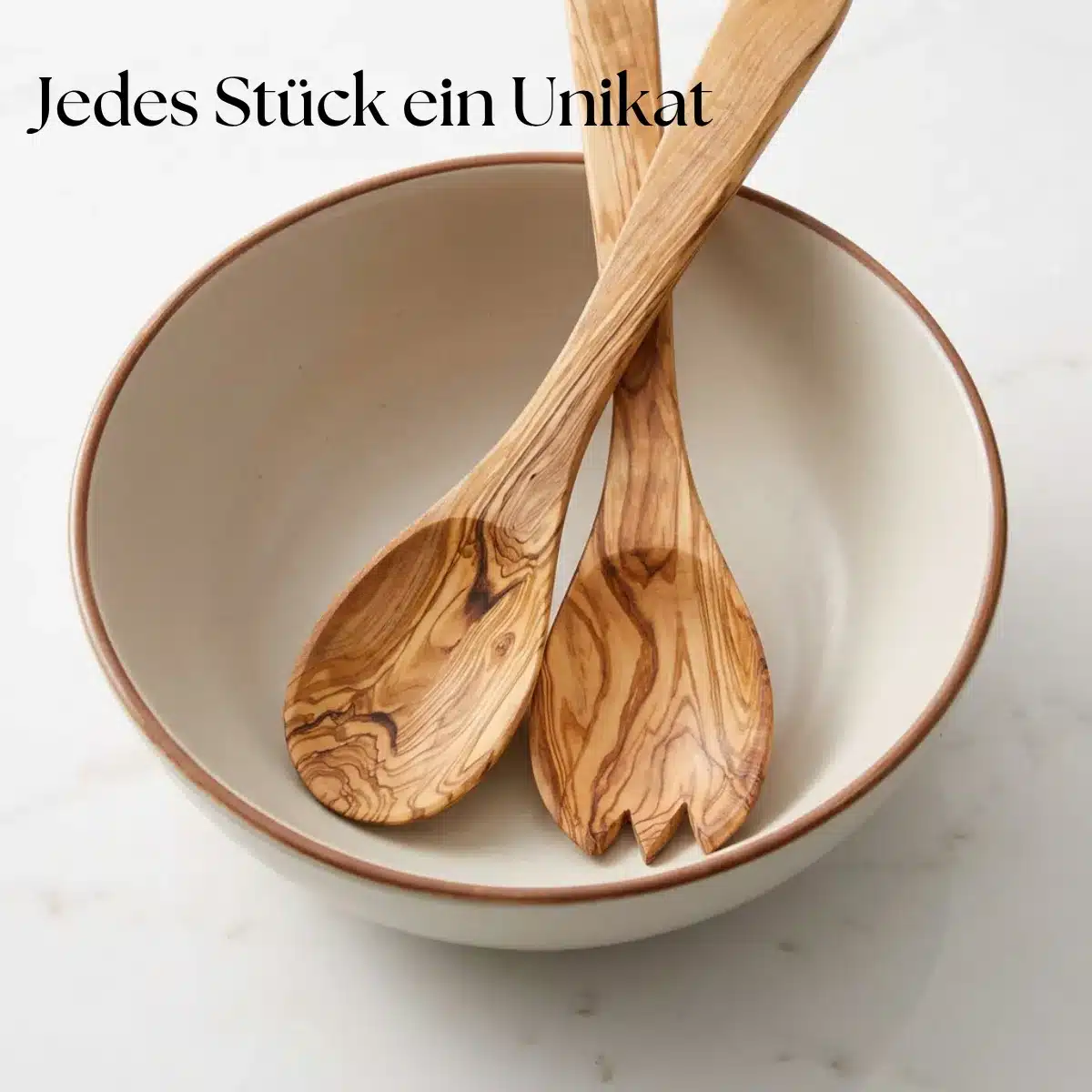 Salatbesteck Set aus Olivenholz 30 cm