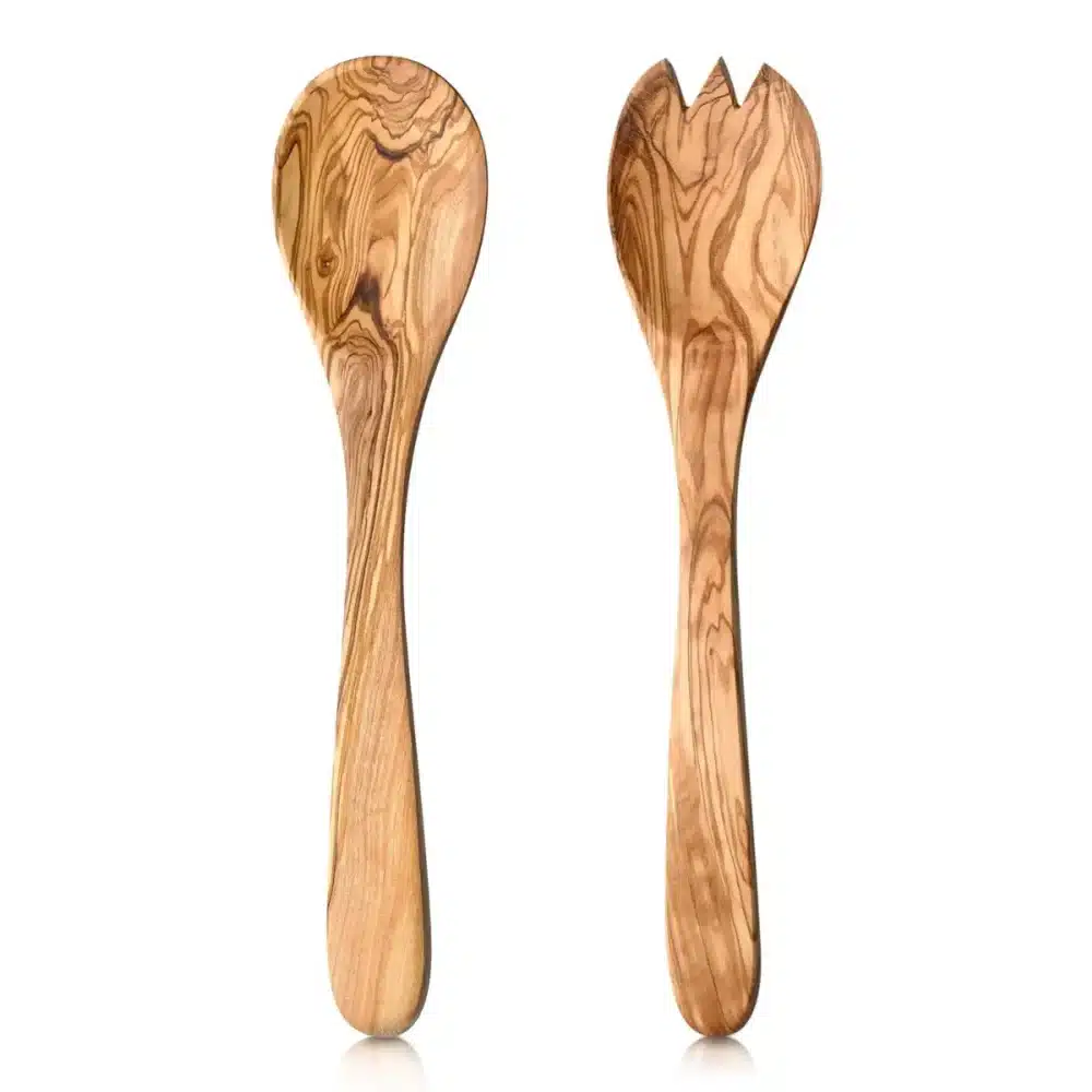 Salatbesteck Set aus Olivenholz 30 cm