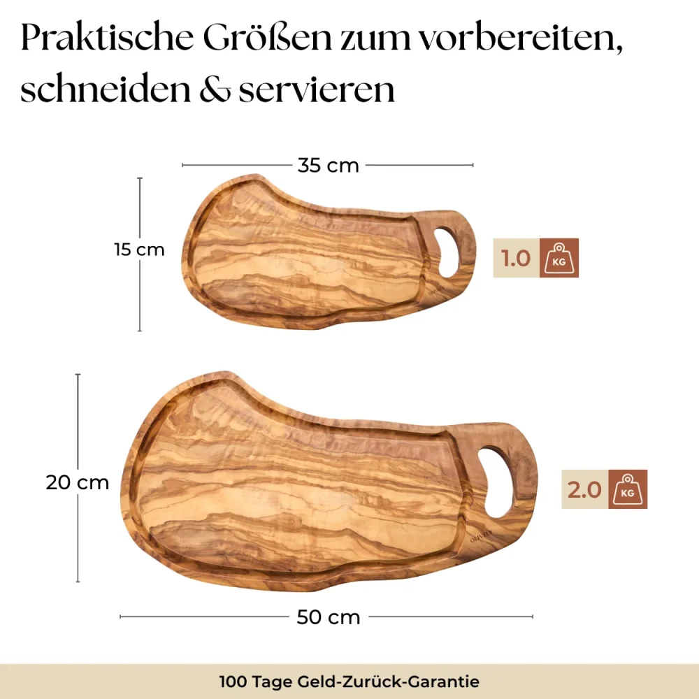 Schneidebrett Olivenholz mit Saftrille