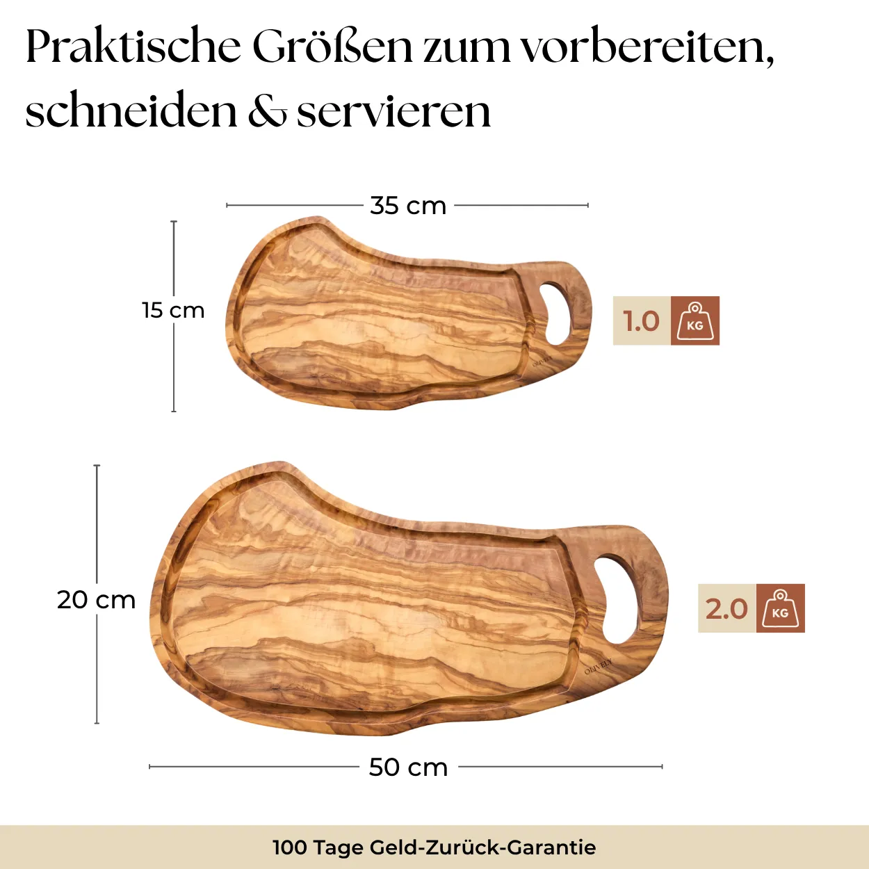 Schneidebrett Olivenholz mit Saftrille