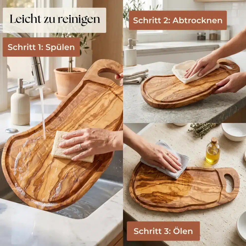 Schneidebrett Olivenholz mit Saftrille