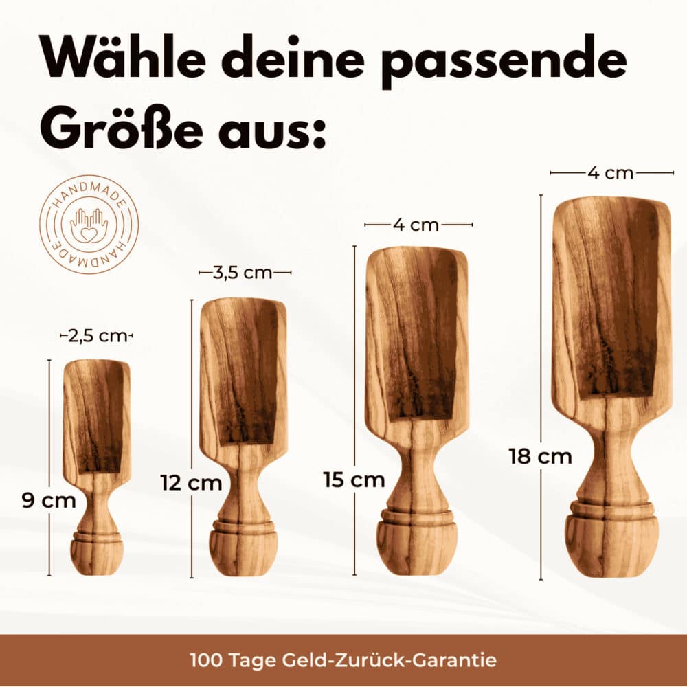 Dosierschaufel Holz Größen
