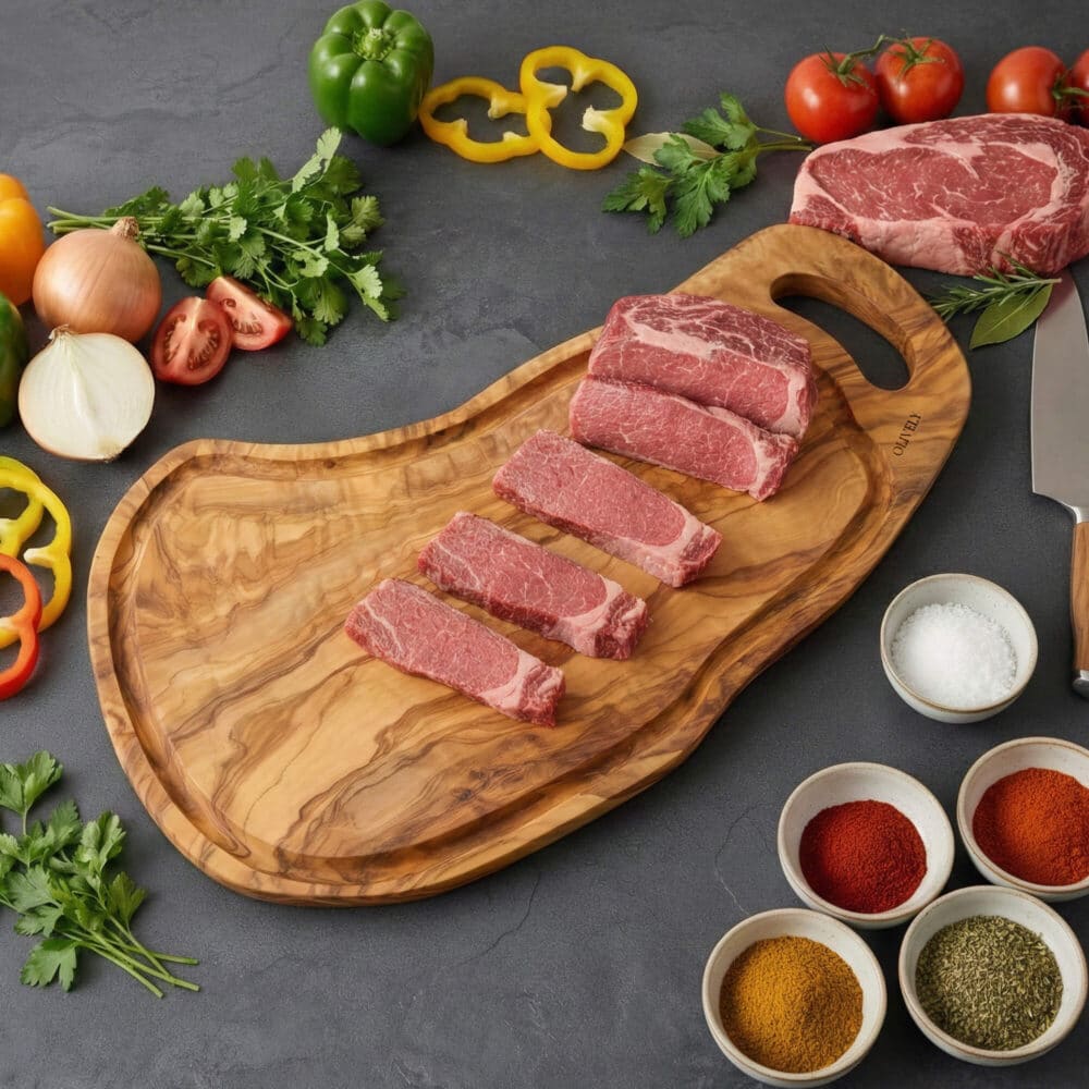 Großes Schneidebrett aus Holz mit Saftrille